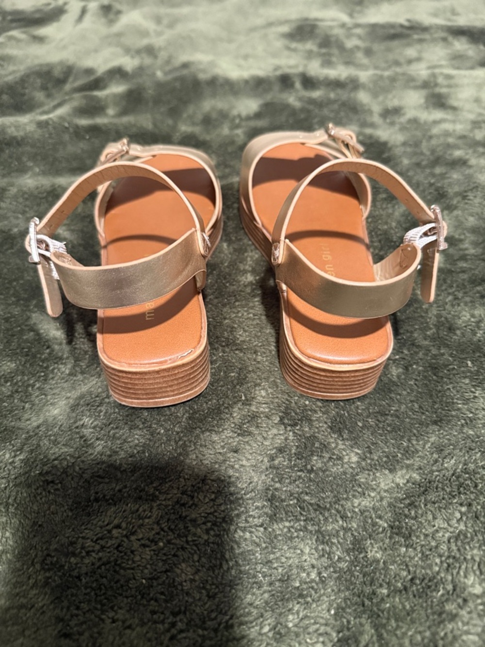 Madden Girl Metallic Rose Gold Buckle Ankle Strap Sandals - Picture 3 of 6